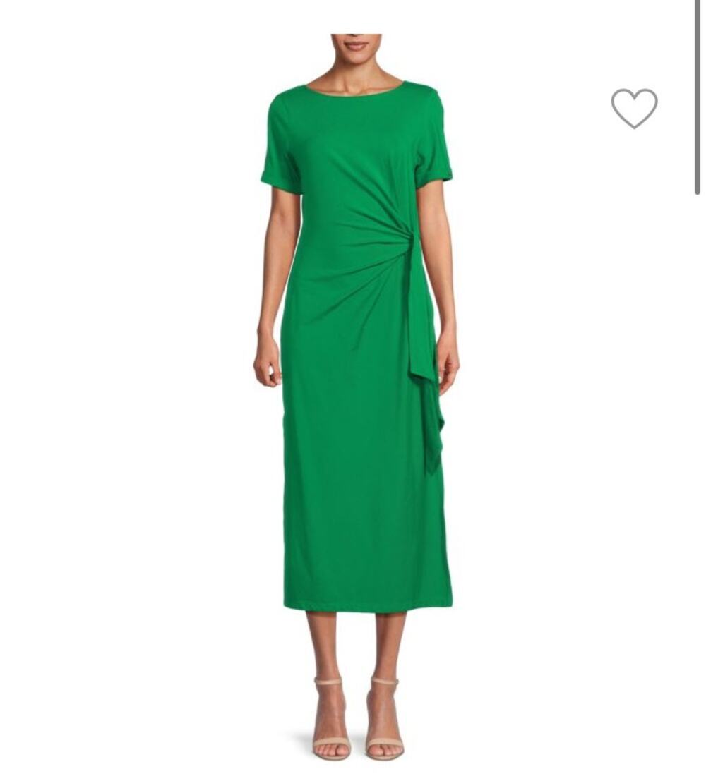 DKNY Short Sleeve Shift Midi Dress Green Size Small